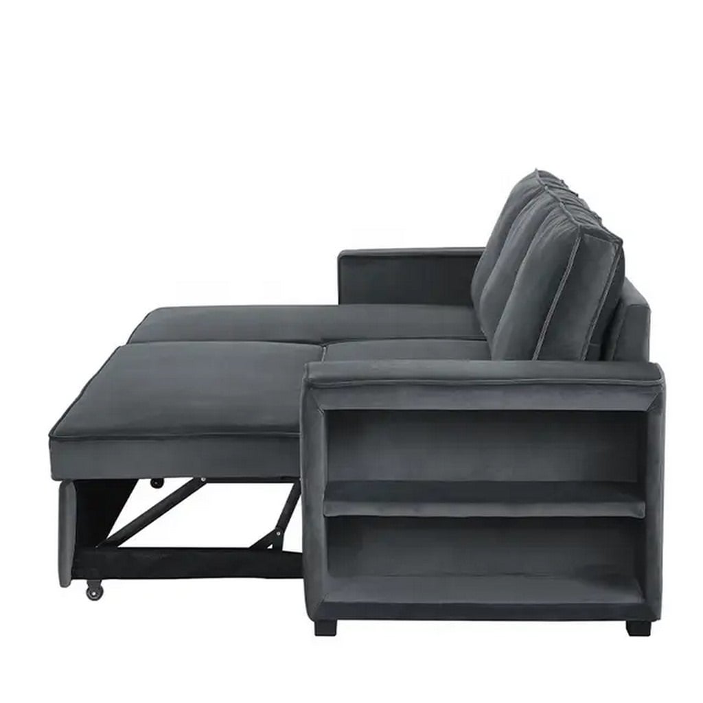 Sofa Bed - Natural Wood - Grey - 280x70x150cm