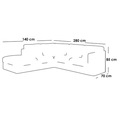 Sofa Bed - Natural Wood - Grey - 280x70x150cm