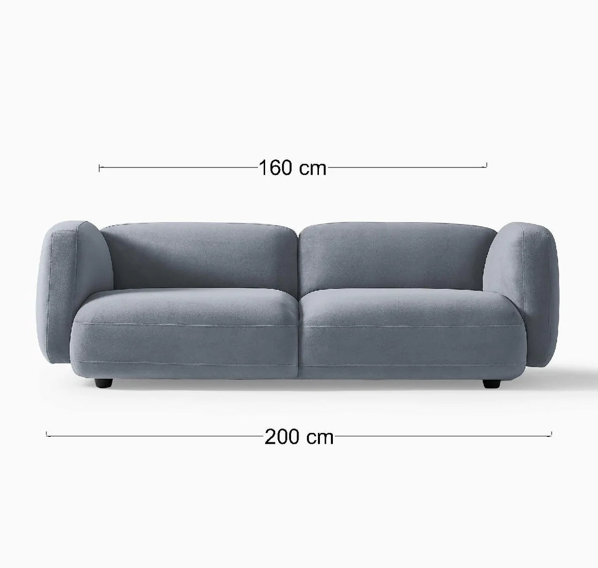 Sofa - Natural Wood - Velvet - Multi Color - 200 x 90 x 75 cm