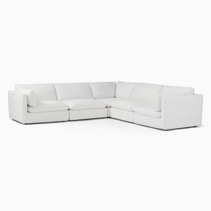 Sofa L Shape - Natural Wood - Linen - Light Grey - 317 x 317 x 100 x 78 cm