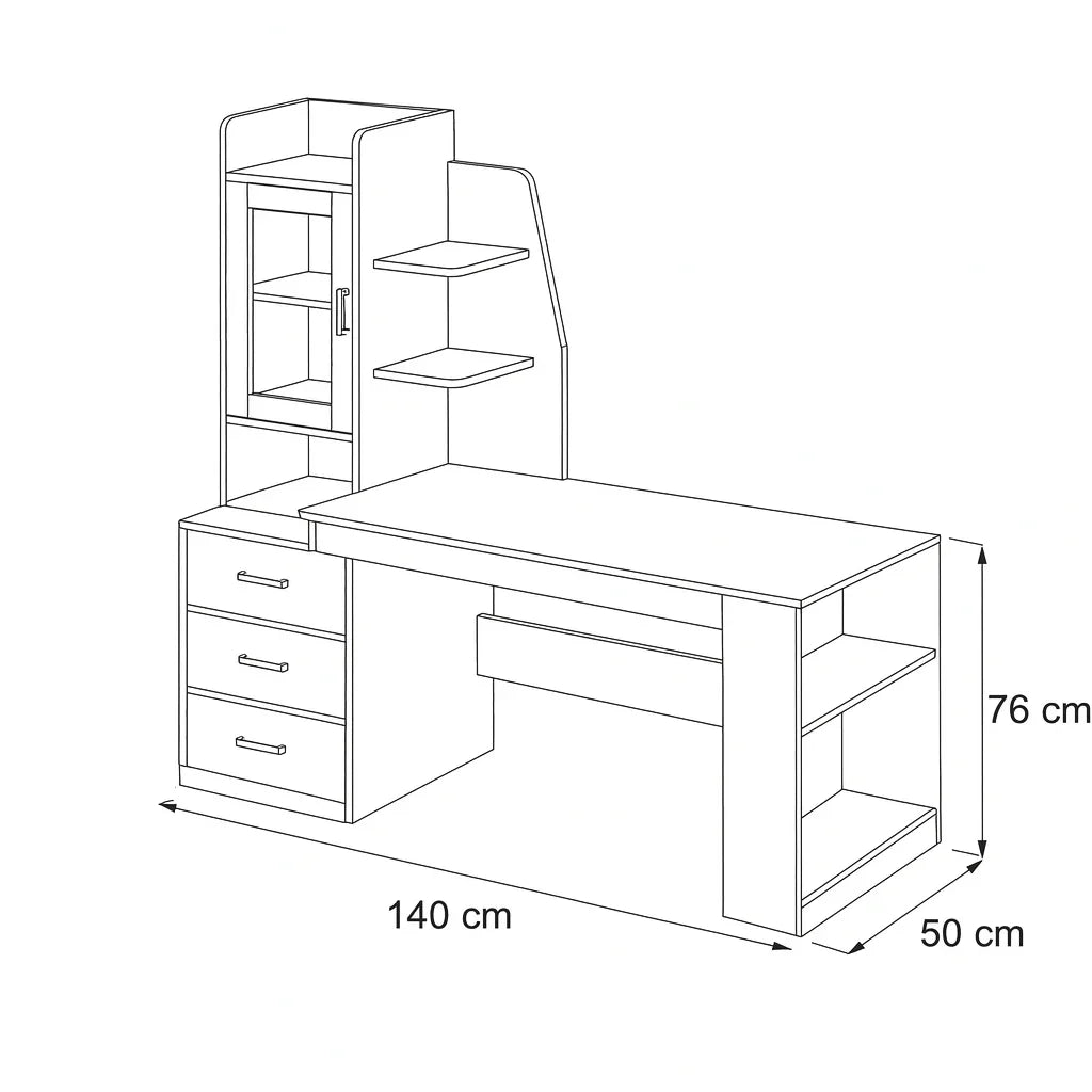 Desk - MDF Wood - Beige & White - 140x50x76 cm - Cataloug