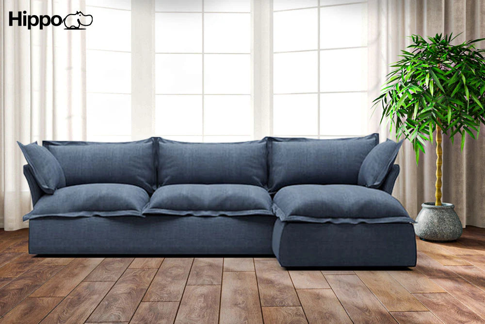 Sofa L Shape - Natural Wood - Multi Fabrics - Multi Color - 300 x 175 x 95 x 80 cm