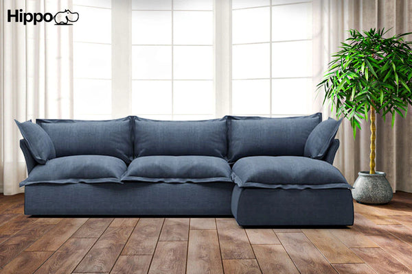 Sofa L Shape - Natural Wood - Multi Fabrics - Multi Color - 300 x 175 x 95 x 80 cm