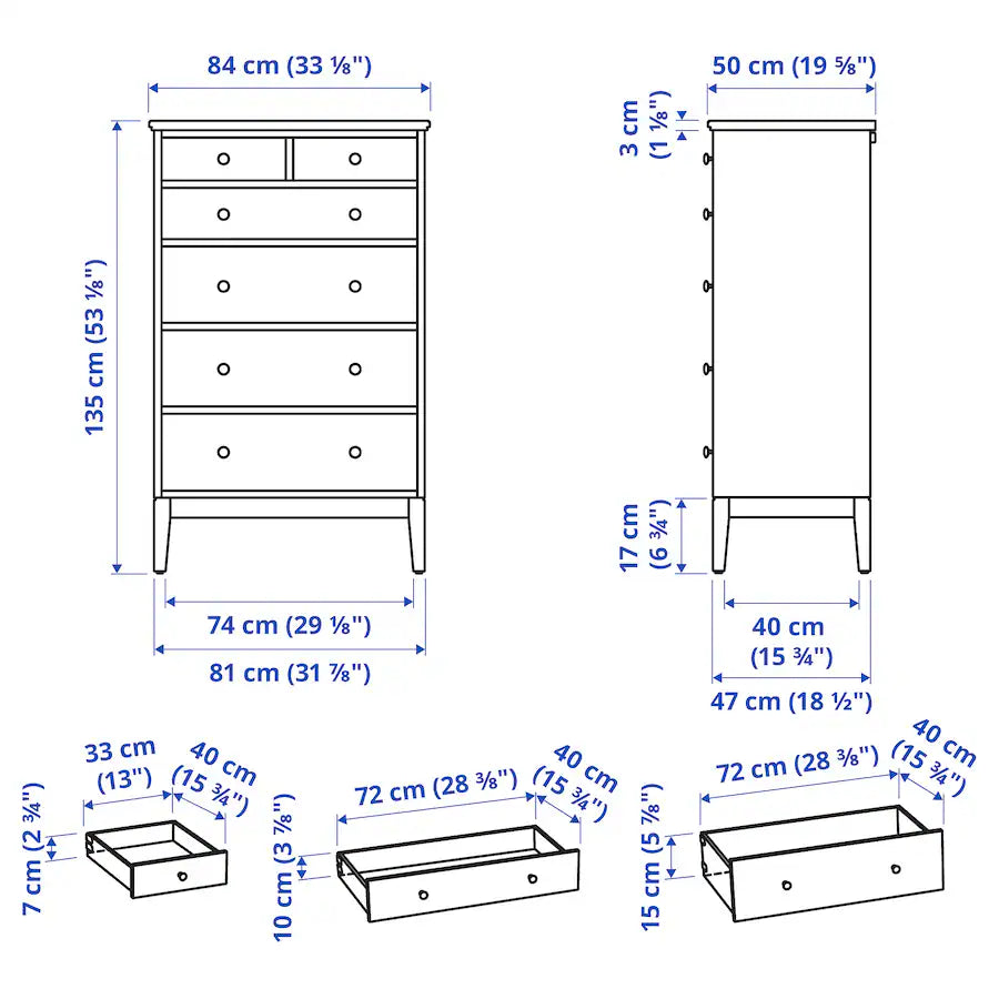 Drawer Unit - MDF Wood - White - 84×135×50 cm