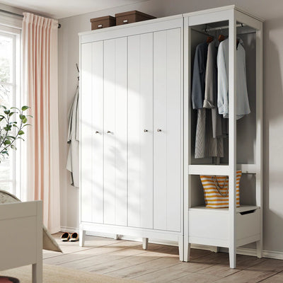 Wardrobe - MDF Wood - White -180x59x211 cm