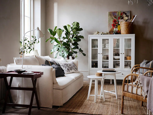 Cabinet  - MDF Wood & Glass- White - 121x50x135 cm