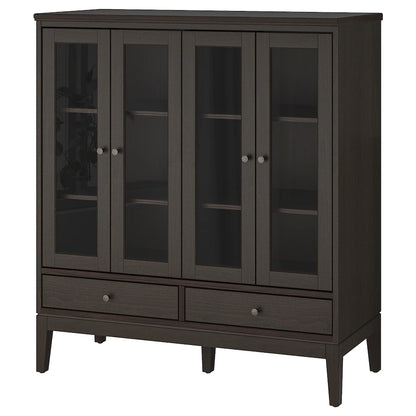 Cabinet  - MDF Wood & Glass- Brown - 121x50x135 cm