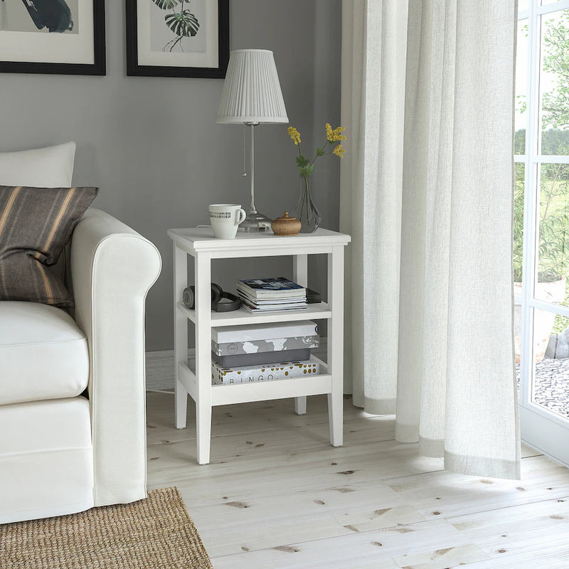 Side Table - MDF Wood - White - 46x36x63 cm