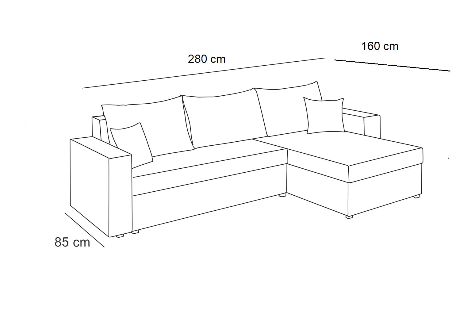 Sofa Bed - Beech Wood - Linen Fabric - Grey - 280x160x85 cm - Cataloug