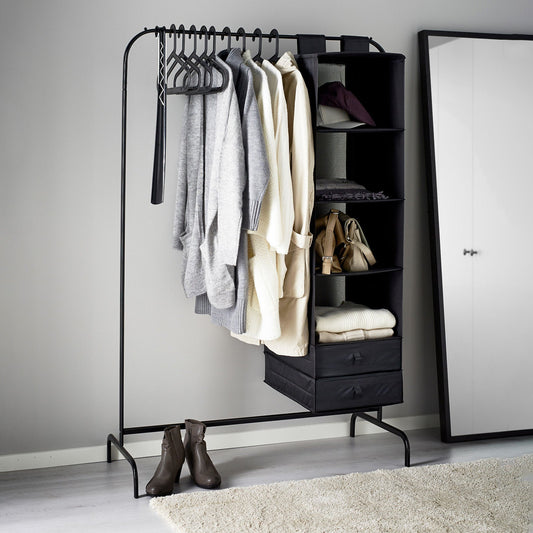 علاقة ملابس - ستيل - أسود - 100x40x180 سم