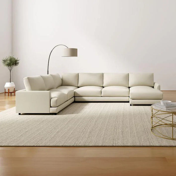 Sofa U Shape - Natural Wood - Linen - Beige - 320 x 240 x 160 x 90 x 80 cm