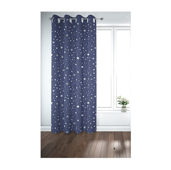 ستائر مطبوعة - أزرق داكن - بوليستر - 130 × 260 سم