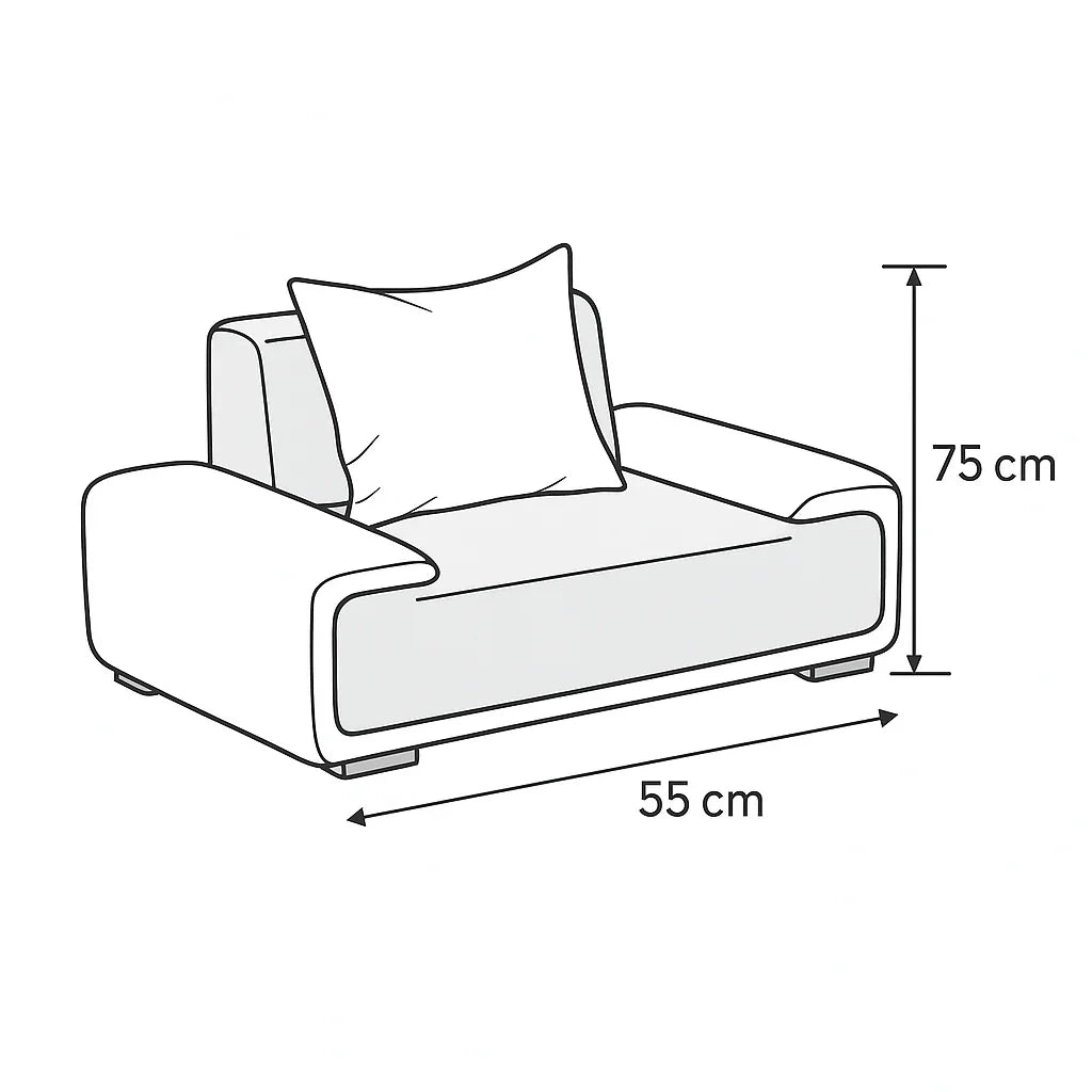 Arm Chair - Beech Wood - Linen Fabric - Grey & Beige - 75x55 cm - Cataloug