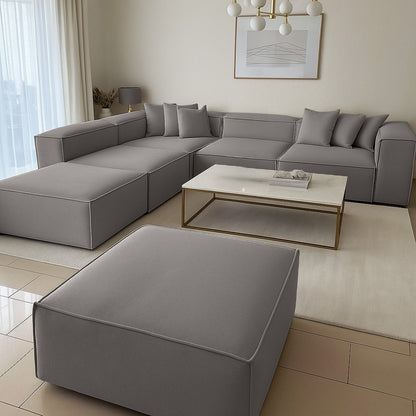 كنبة حرف L - خشب زان - قماش كتان - متعدد الألوان - 300x270x90x70 سم