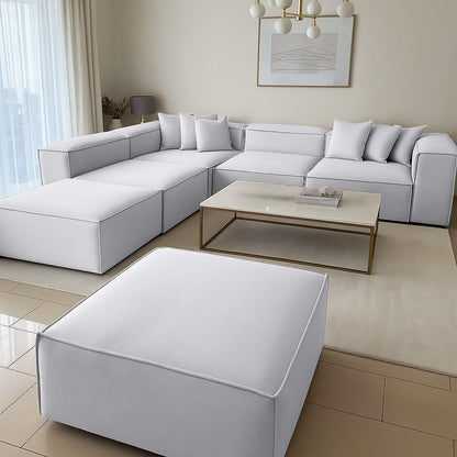 كنبة حرف L - خشب زان - قماش كتان - متعدد الألوان - 300x270x90x70 سم