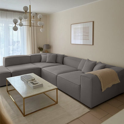 كنبة حرف L - خشب زان - قماش كتان - متعدد الألوان - 300x270x90x70 سم