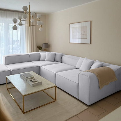 كنبة حرف L - خشب زان - قماش كتان - متعدد الألوان - 300x270x90x70 سم