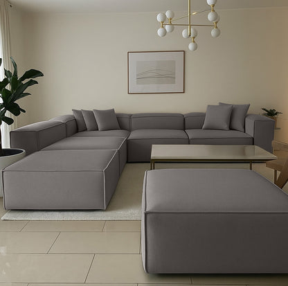 كنبة حرف L - خشب زان - قماش كتان - متعدد الألوان - 300x270x90x70 سم