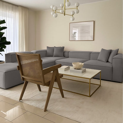 كنبة حرف L - خشب زان - قماش كتان - متعدد الألوان - 300x270x90x70 سم