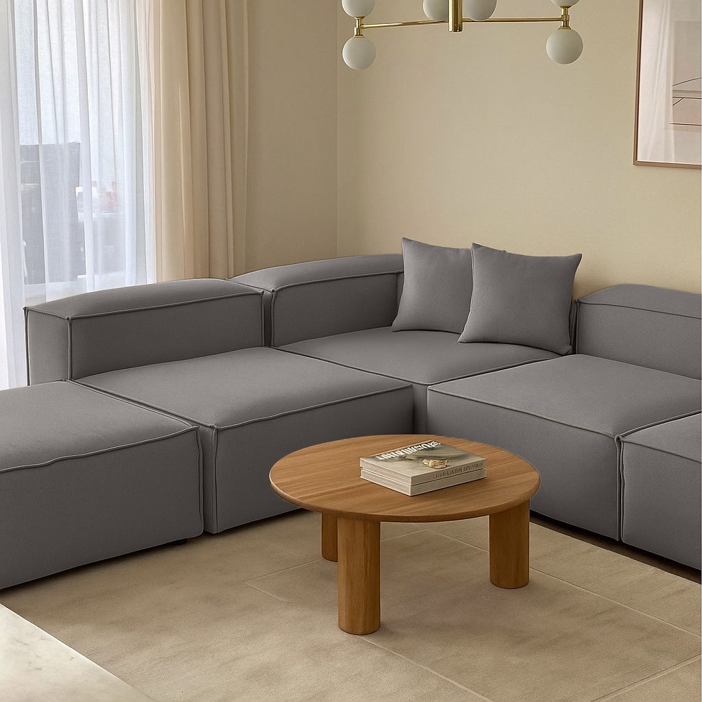 كنبة حرف L - خشب زان - قماش كتان - متعدد الألوان - 300x270x90x70 سم