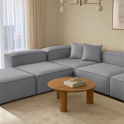 كنبة حرف L - خشب زان - قماش كتان - متعدد الألوان - 300x270x90x70 سم