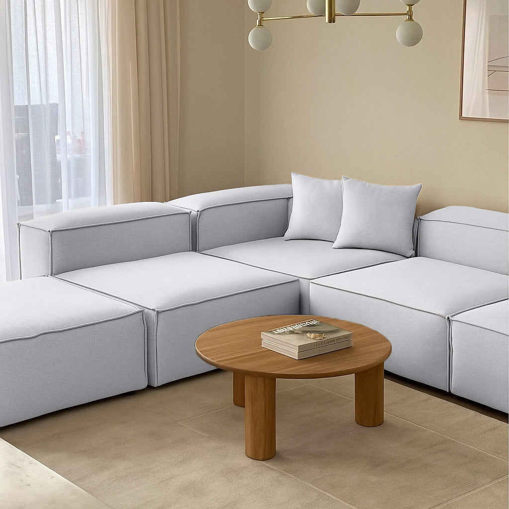 كنبة حرف L - خشب زان - قماش كتان - متعدد الألوان - 300x270x90x70 سم