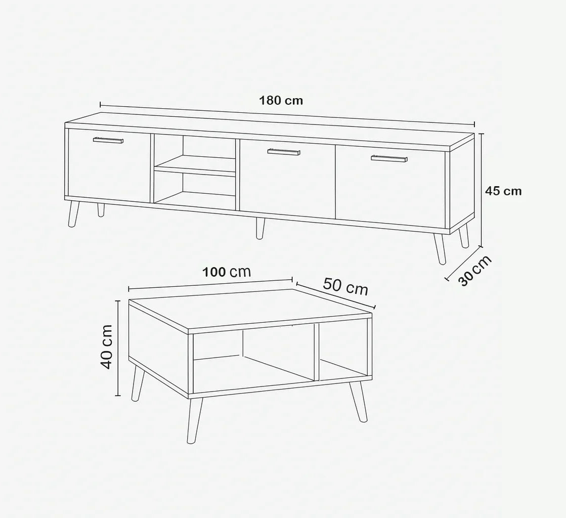 Bundle of TV Table and Coffee Table - Multi Color - Cataloug
