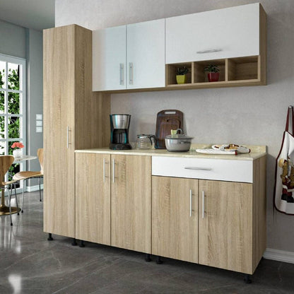 Kitchen Storage Unit - 3 Pieces - MDF Wood -  Beige & White