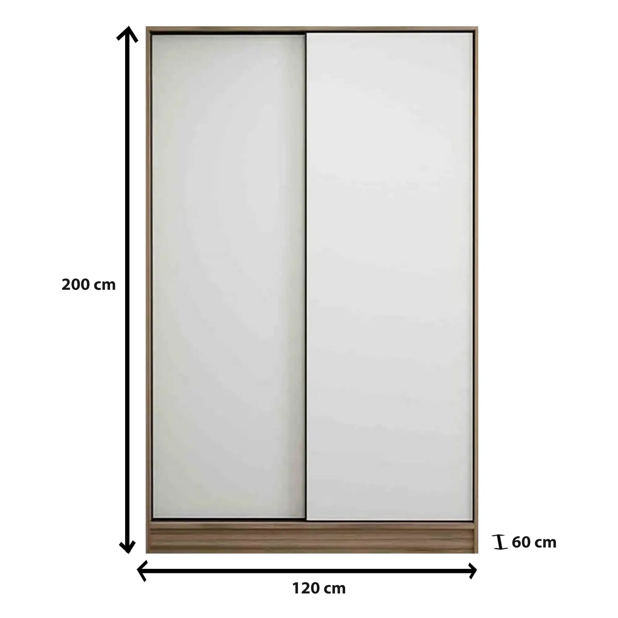 دولاب  - خشب ام دي اف- أبيض وبني فاتح - 200×120 سم