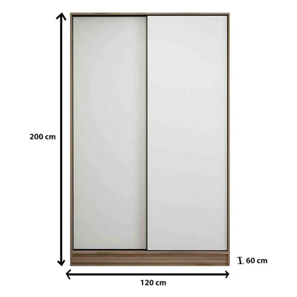 دولاب  - خشب ام دي اف- أبيض وبني فاتح - 200×120 سم