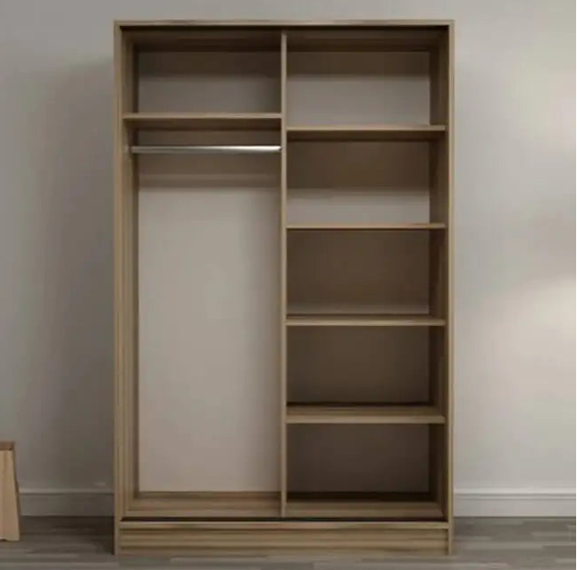 دولاب  - خشب ام دي اف- أبيض وبني فاتح - 200×120 سم