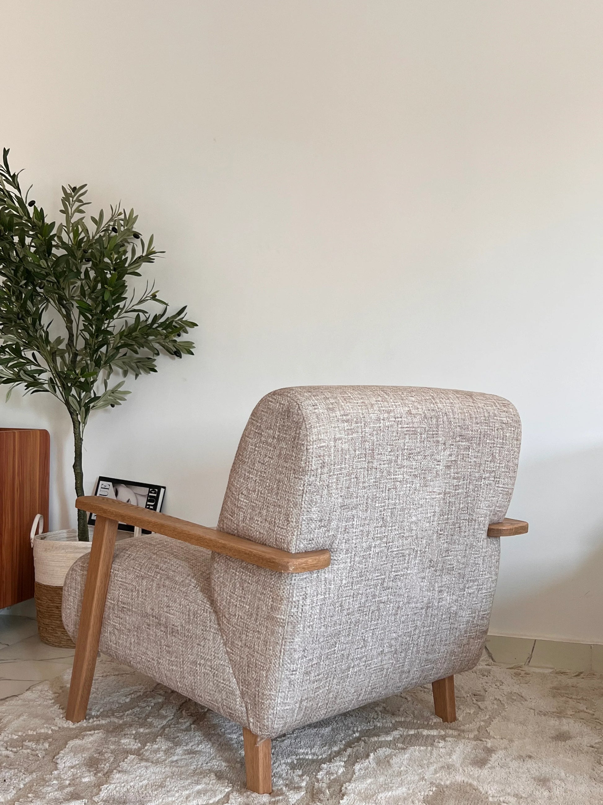 Chair - Oak Wood - Linen- Multi color - 85x85x90 cm - Cataloug