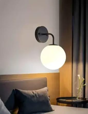 Wall Lamp - Metal & Glass - Black - 25×20×25 cm