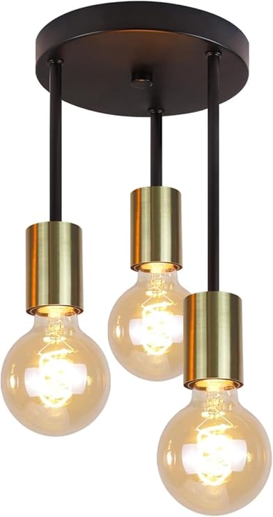 نجفة - معدن - أسود - دهبي - 40×30×40 سم