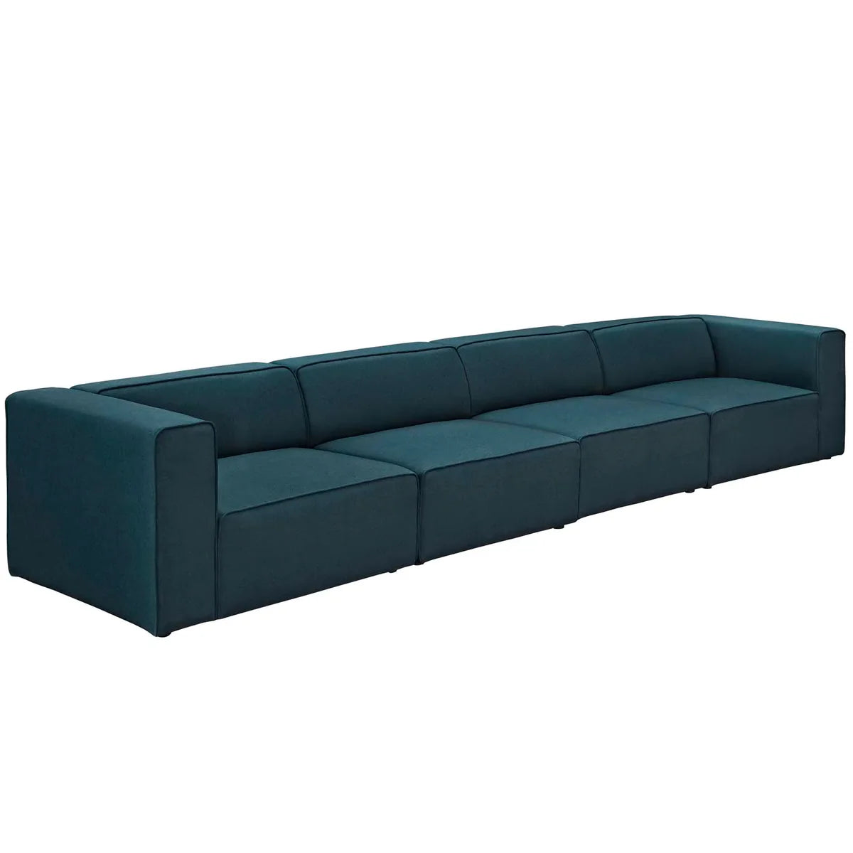 Sofa - Natural Wood - Multi Fabrics - Navy Blue - 395 x 95 x 70 cm