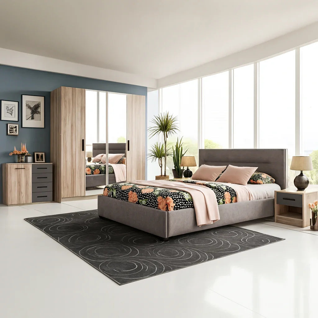 Full Bedroom - MDF  - Beige & Grey