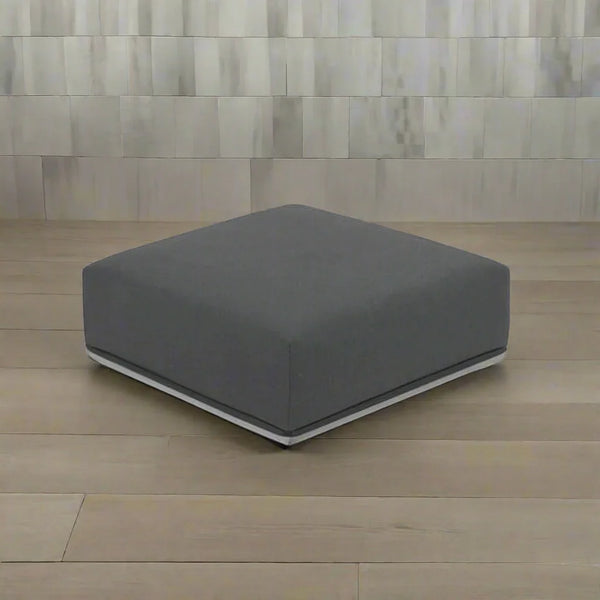 Pouf - Beech Wood - Linen Fabric - Grey - 55x75 cm - Cataloug