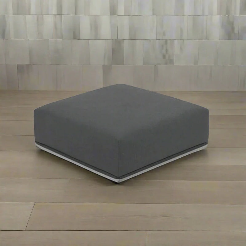 Pouf - Beech Wood - Linen Fabric - Grey - 55x75 cm - Cataloug