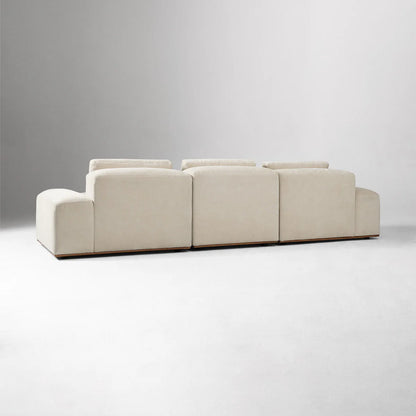 Sofa L Shape - Natural Wood - Linen - Beige - 330 x 173 x 100 x 80 cm