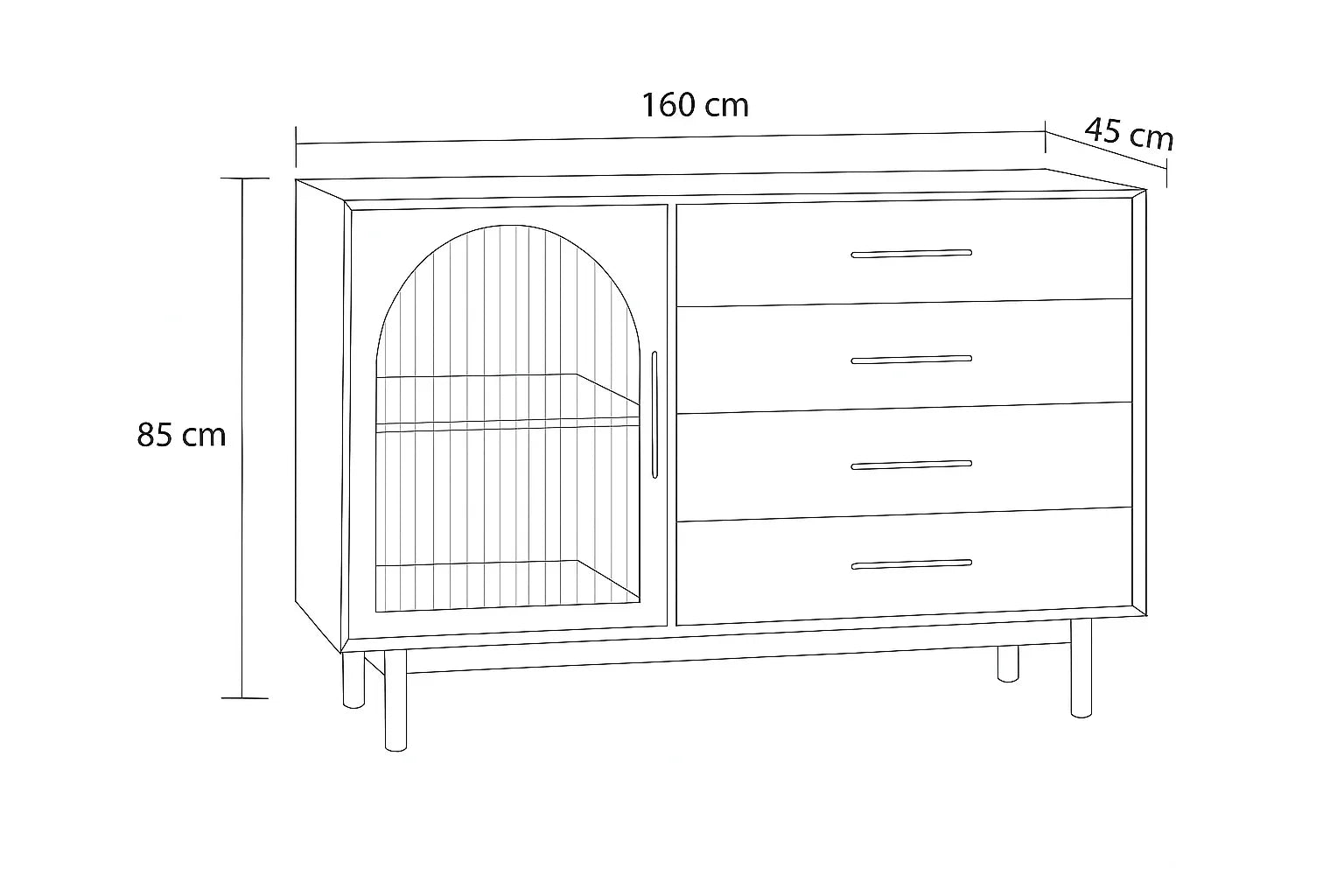 Buffet - MDF Wood - Beige - 160x45x85 cm