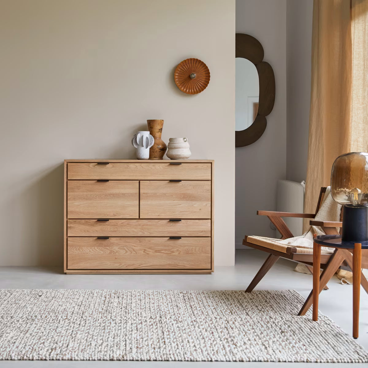 Drawer Unit - MDF Wood - Light Oak- 92×120×45 cm - Cataloug