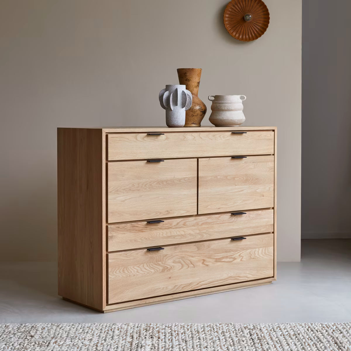 Drawer Unit - MDF Wood - Light Oak- 92×120×45 cm - Cataloug