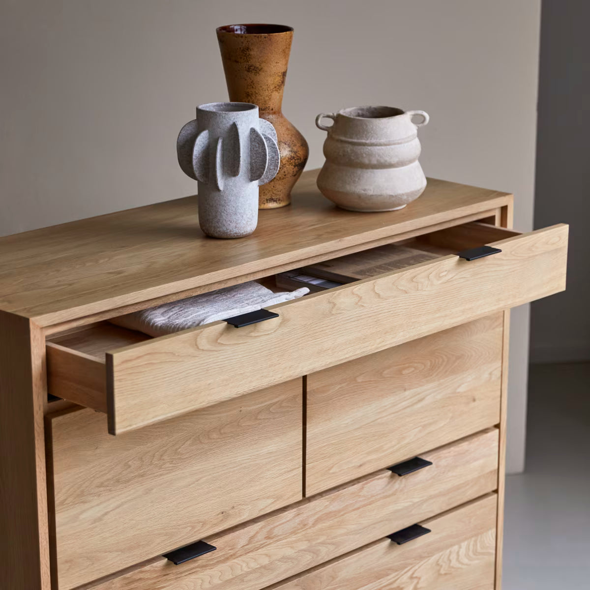 Drawer Unit - MDF Wood - Light Oak- 92×120×45 cm - Cataloug