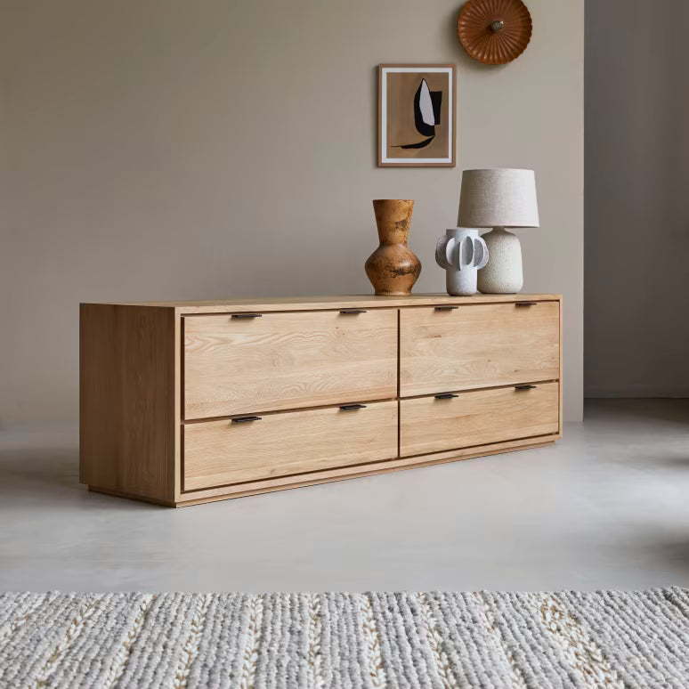 Drawer Unit - MDF Wood - Light Oak- 180×55×45 cm - Cataloug