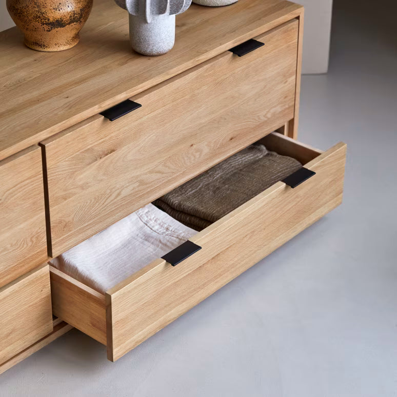 Drawer Unit - MDF Wood - Light Oak- 180×55×45 cm - Cataloug