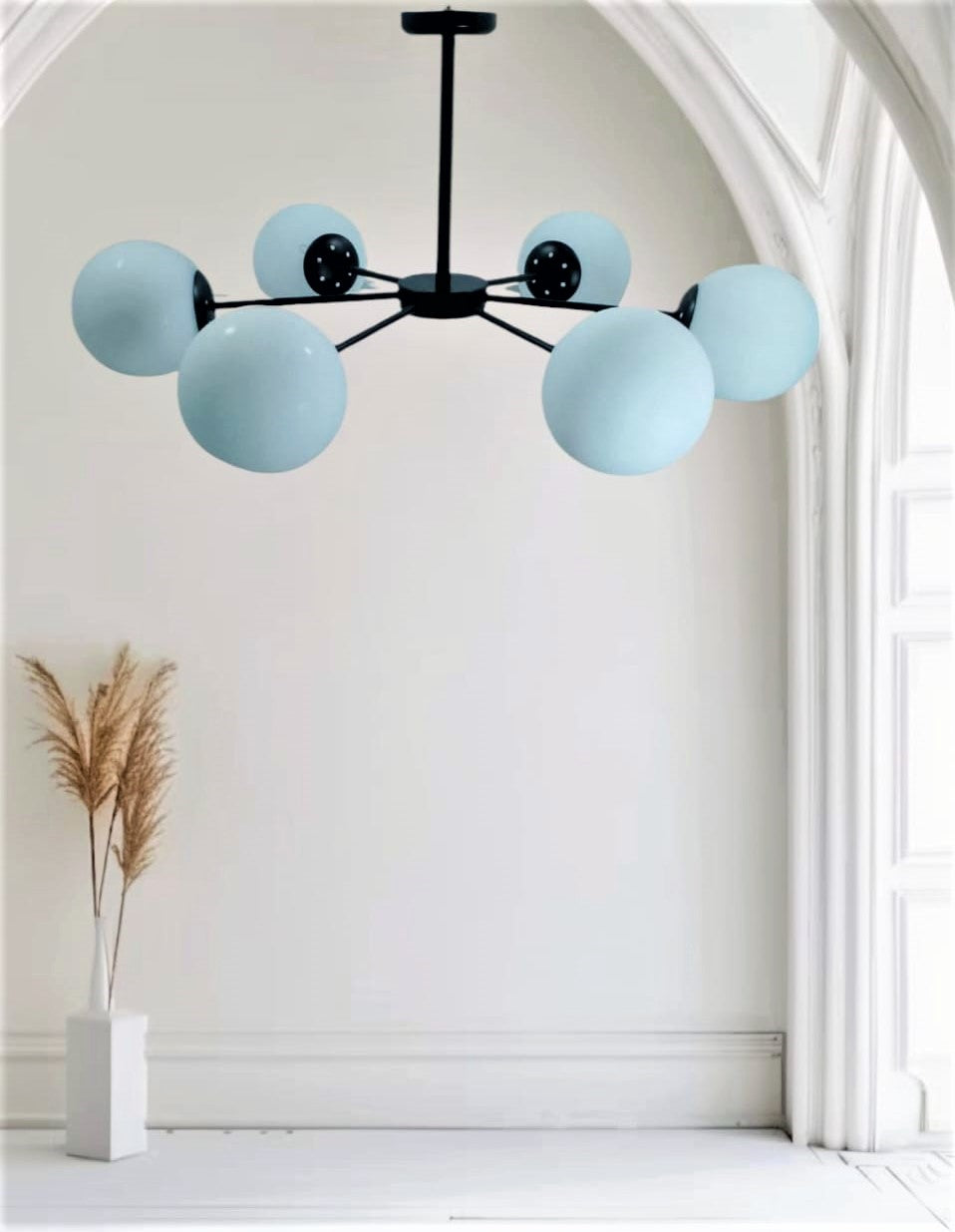 Chandelier - Metal & Glass - Black - 45x94 cm