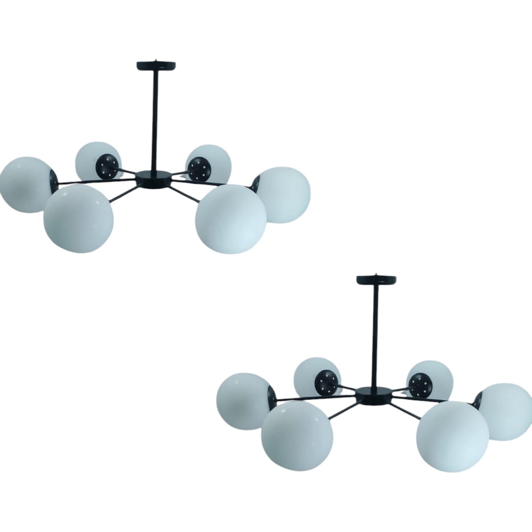 Chandelier - Metal & Glass - Black& White - 50x92 cm