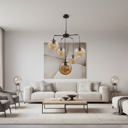 نجفه - معدن وزجاج - أسود - 80 × 70 سم