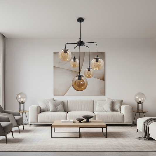 نجفه - معدن وزجاج - أسود - 80 × 70 سم