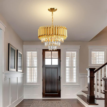 Chandelier - Metal & Crystal - Gold - 60 x 50 cm